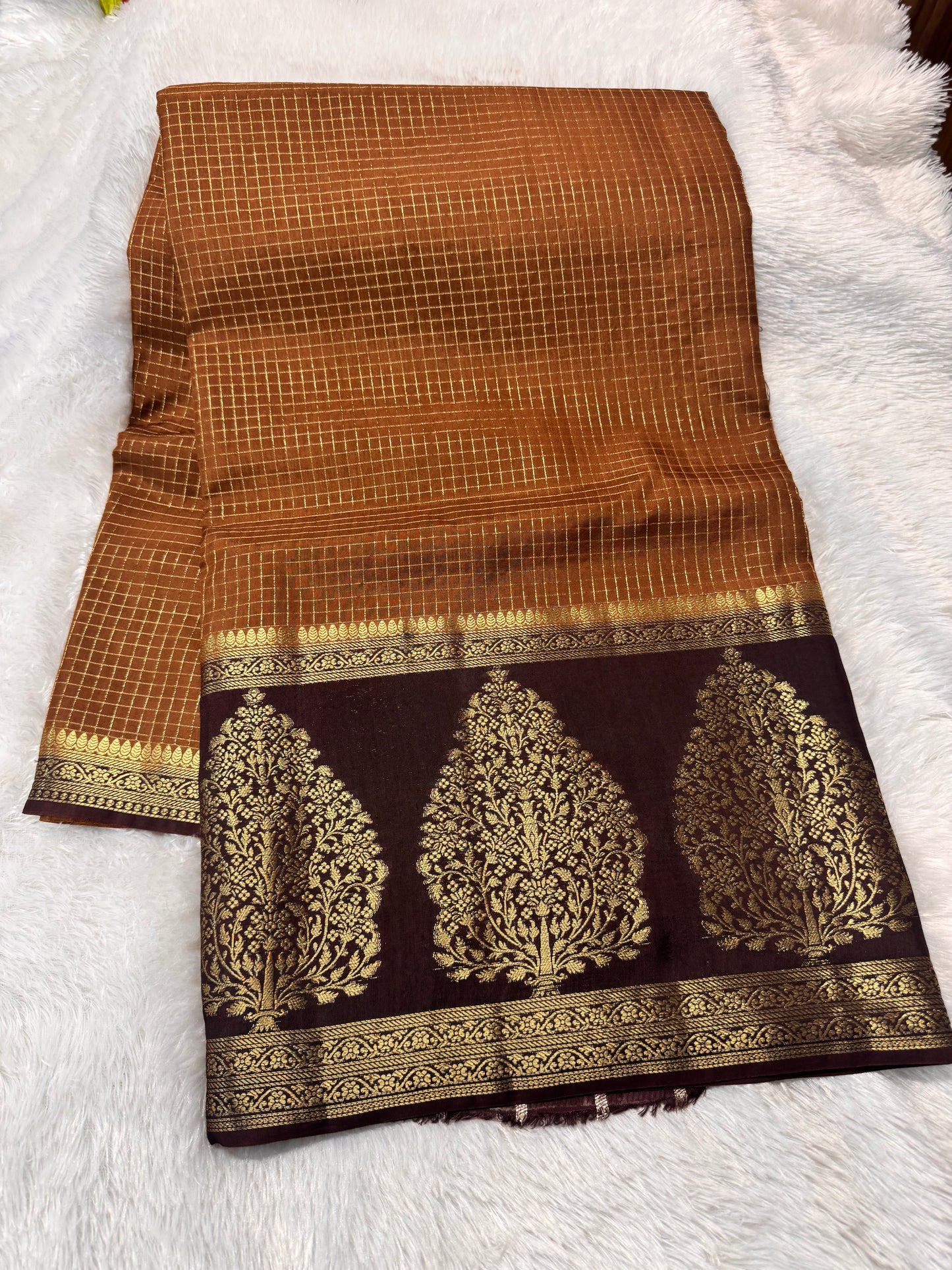 Mango pattu vintage checks saree-SR1276B
