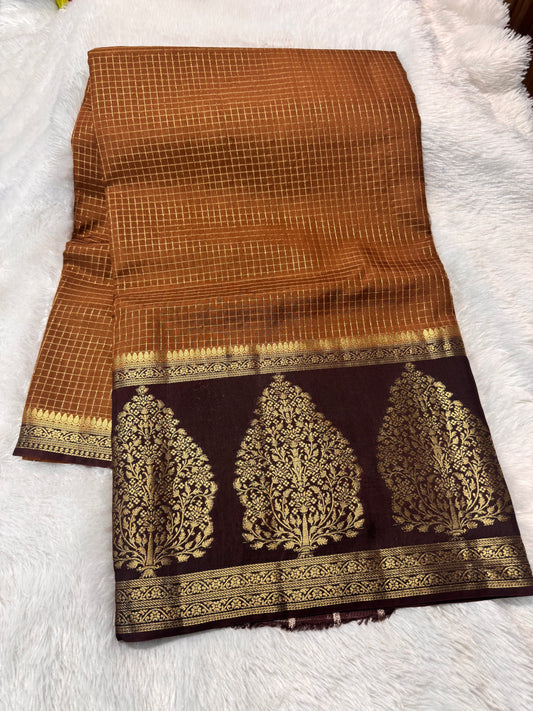 Mango pattu vintage checks saree-SR1276B