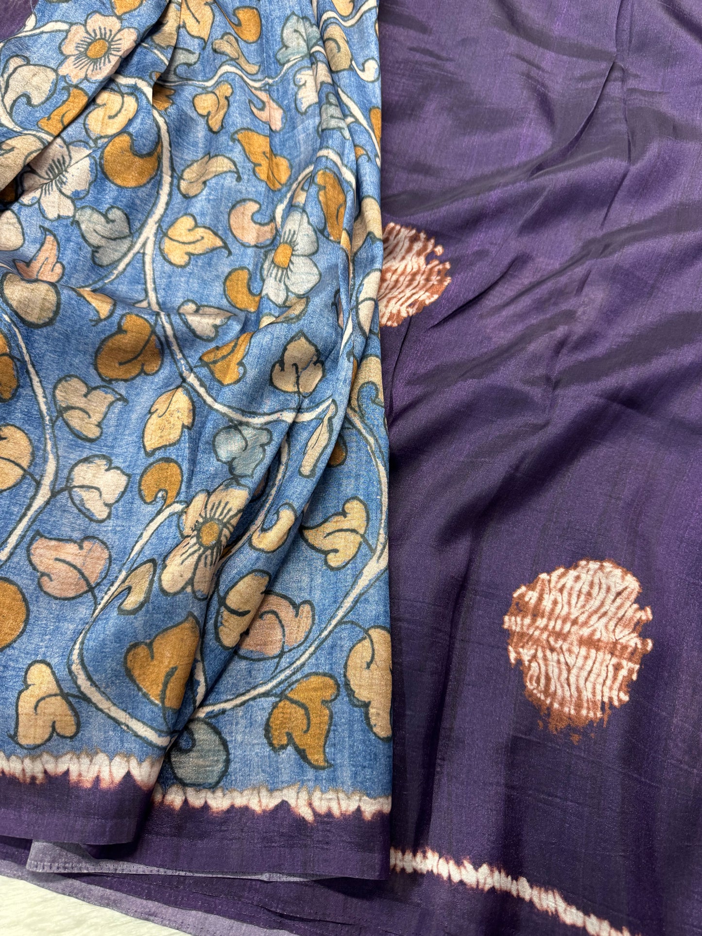 Tassar crepesilk fusion saree-SR1180I