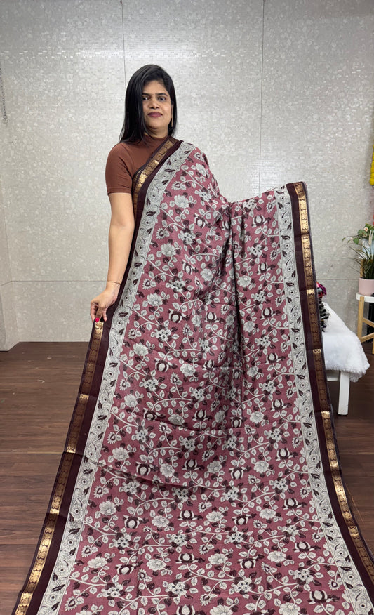 Chanderi Kalmakari Saree-SR1003B
