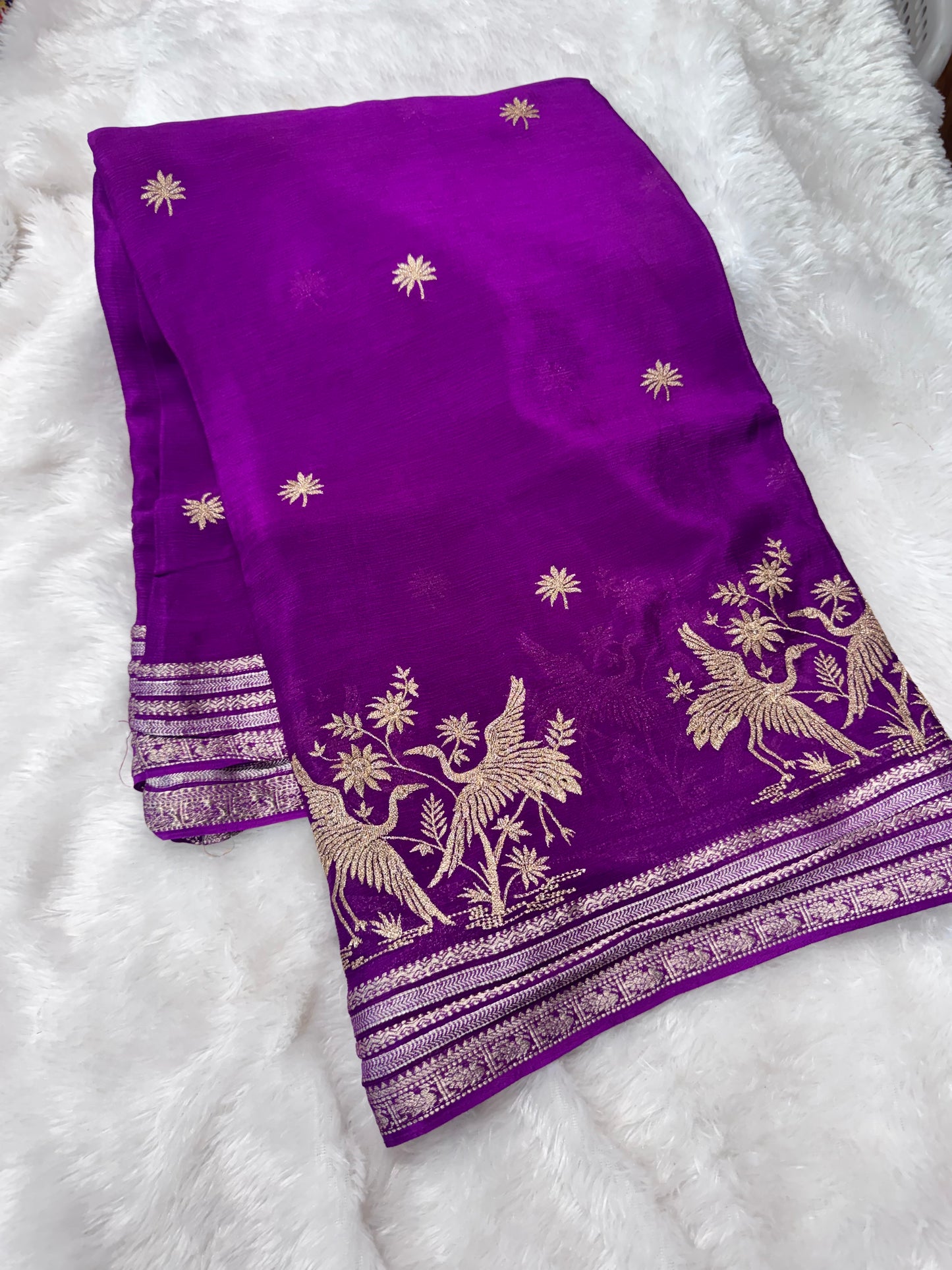 Pure chinnon fancy saree-SR1268D