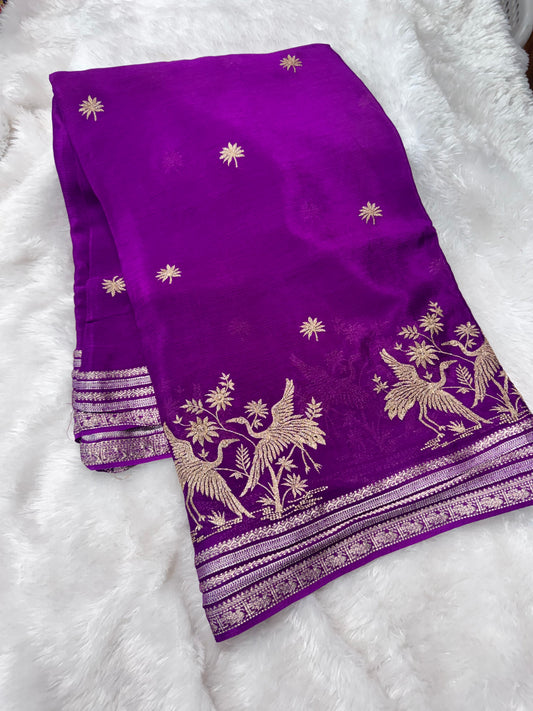 Pure chinnon fancy saree-SR1268D