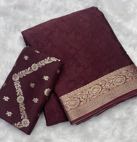 Pure Chinnon jacquard saree-SR1108B