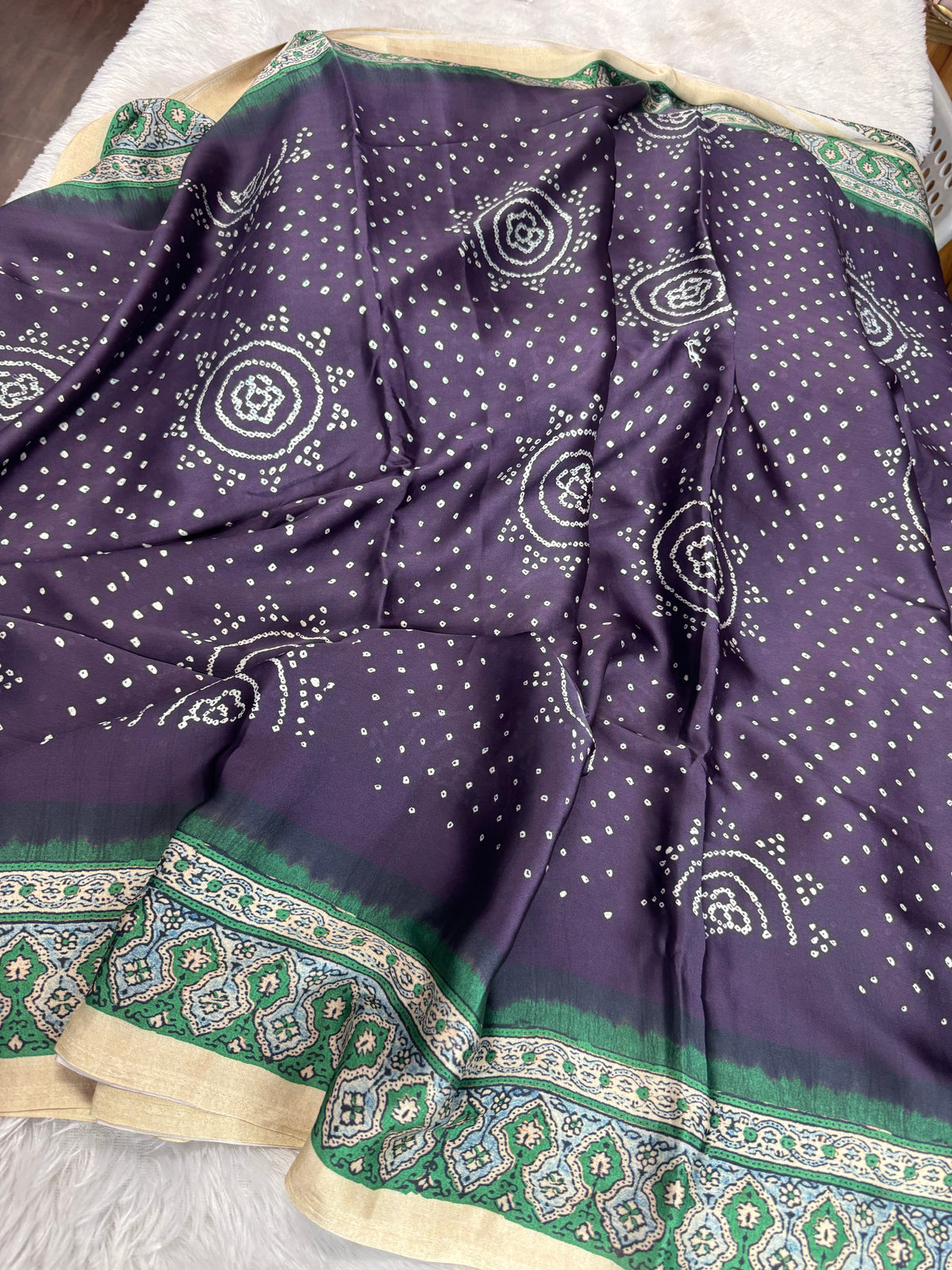 Mulberry silk ajrakh saree-SR1309E
