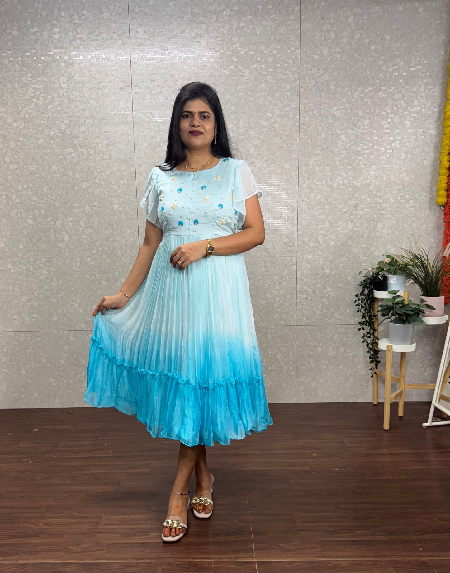 Chiffon ombré frocks-SRF1005C