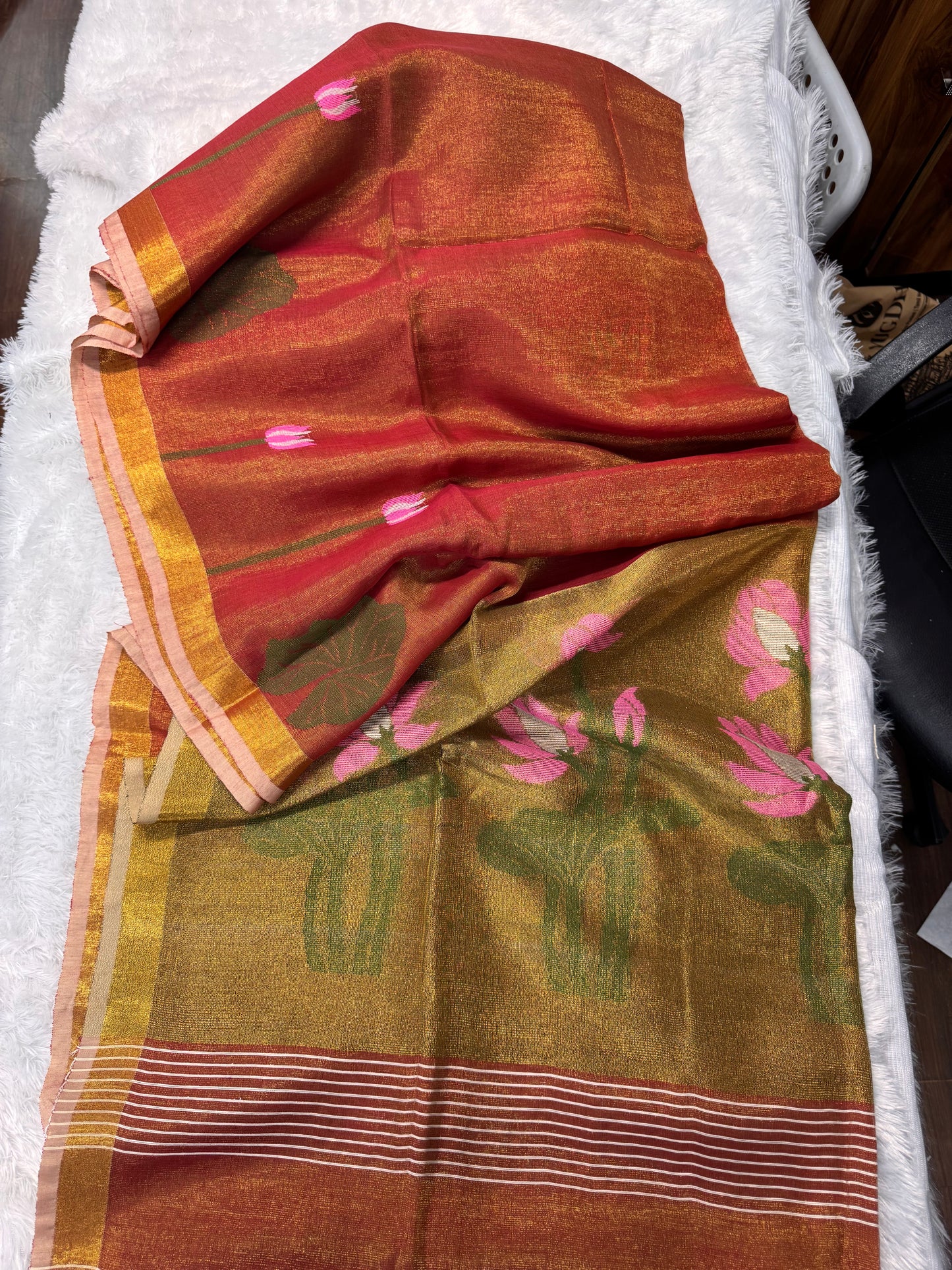 Linen tissue Jamdhani saree-SR1271B