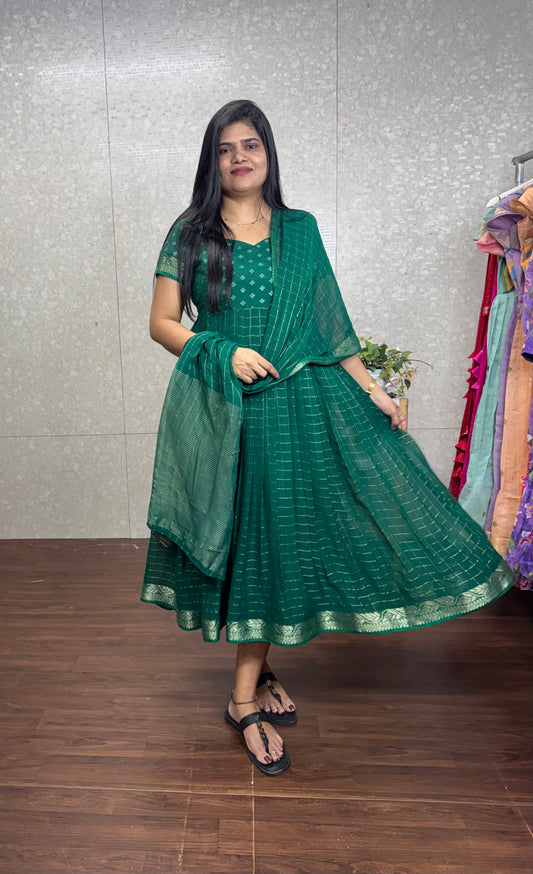 Viscose checks Anarkali-SRA021B