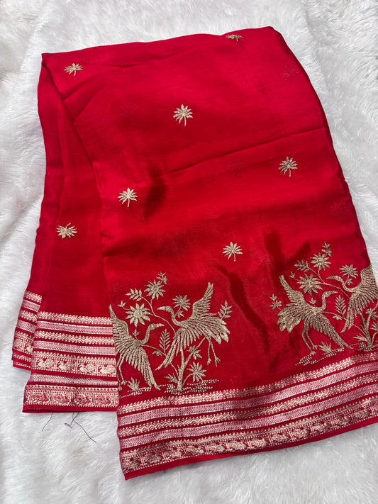 Pure chinnon fancy saree-SR1268F