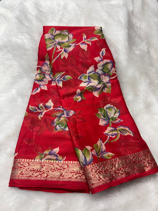 Soft chinnon Digital print saree-SR1255A