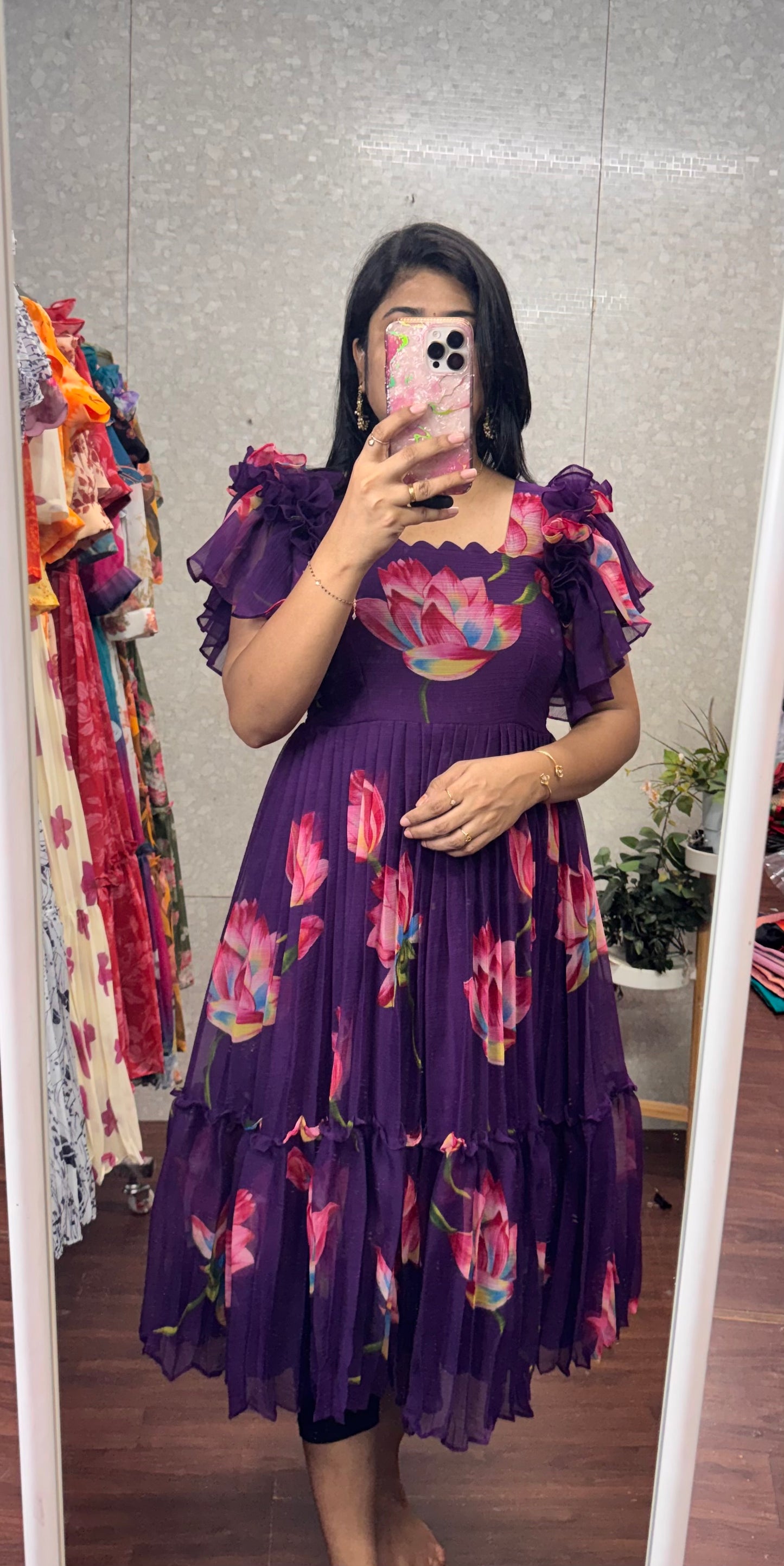 Chiffon printed frocks -SRF1070E