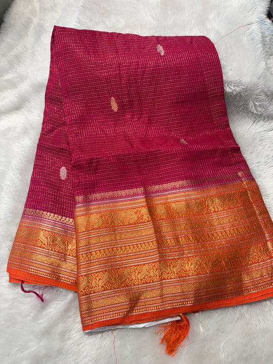 Vintage checks saree-SR1306F