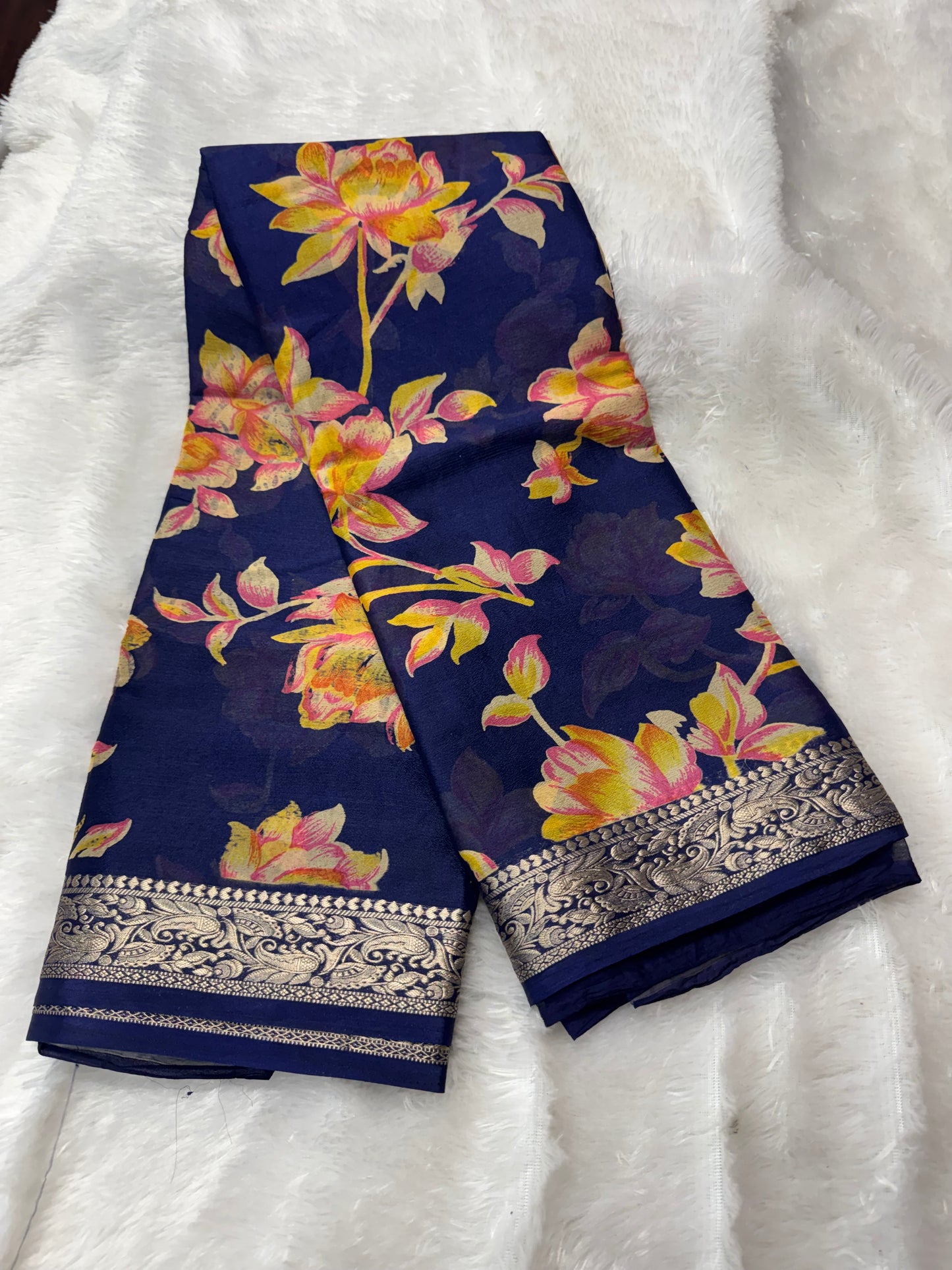 Soft chinnon Digital print saree-SR1255B