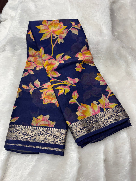 Soft chinnon Digital print saree-SR1255B