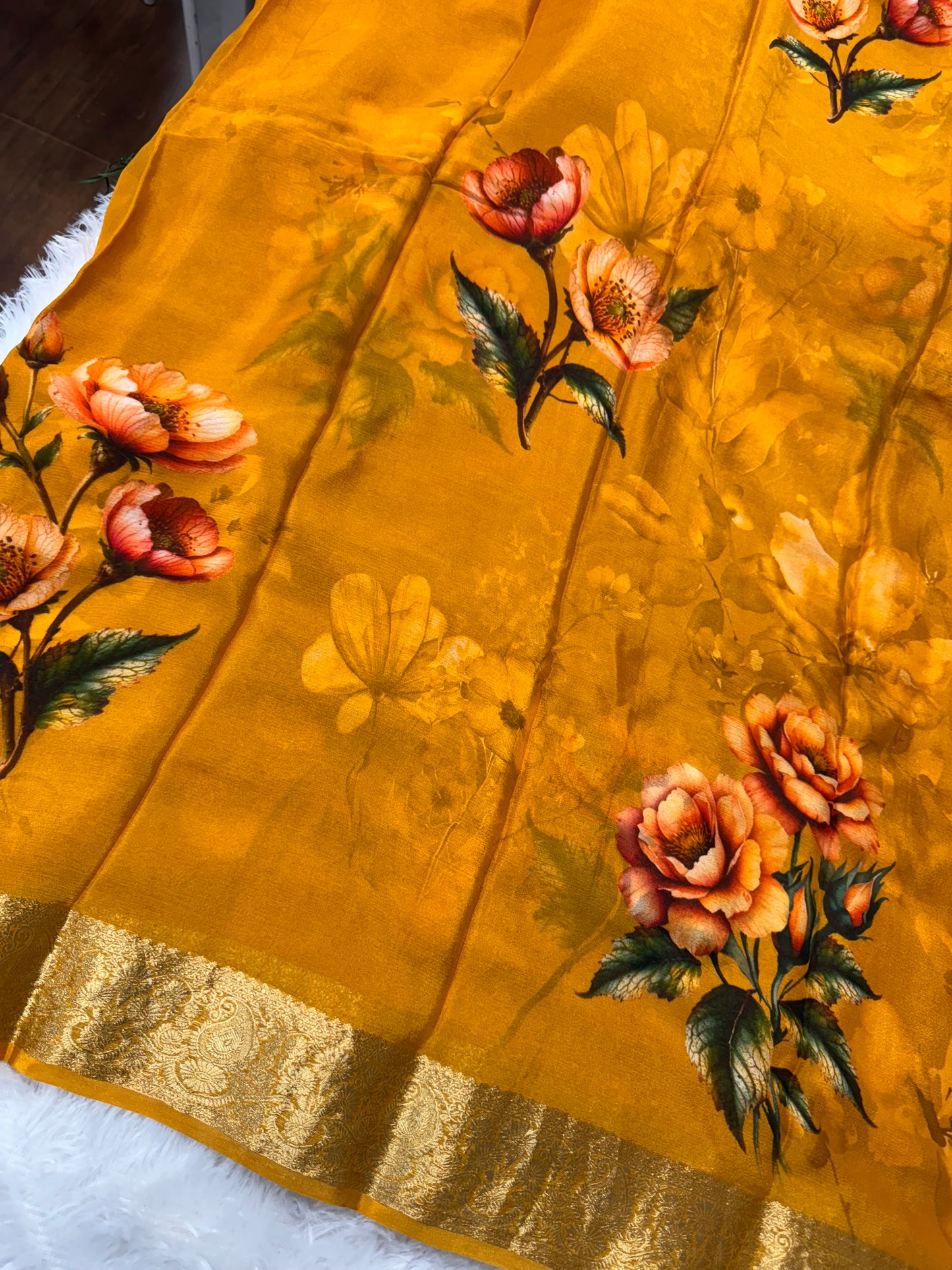 Pure Chinnon chiffon digital print saree-SR1149F