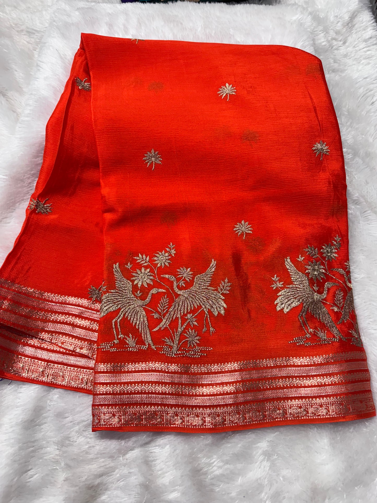 Pure chinnon fancy saree-SR1268C