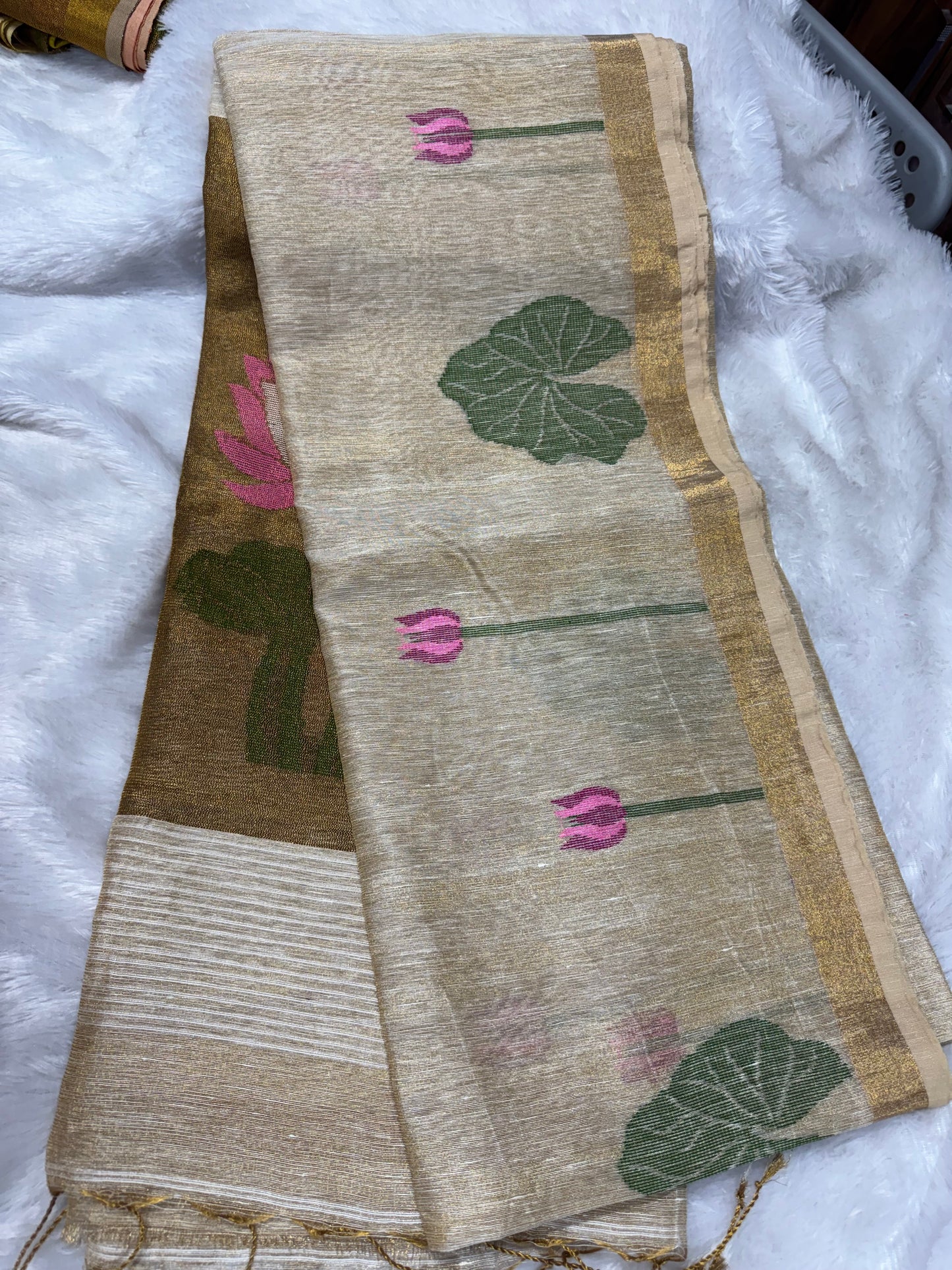 Linen tissue Jamdhani saree-SR1228M