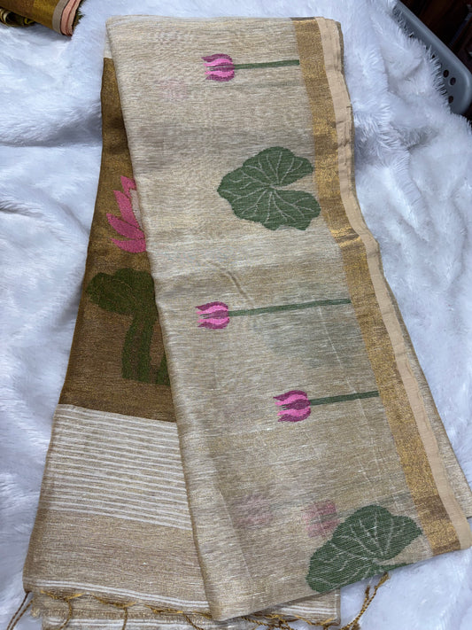 Linen tissue Jamdhani saree-SR1228M