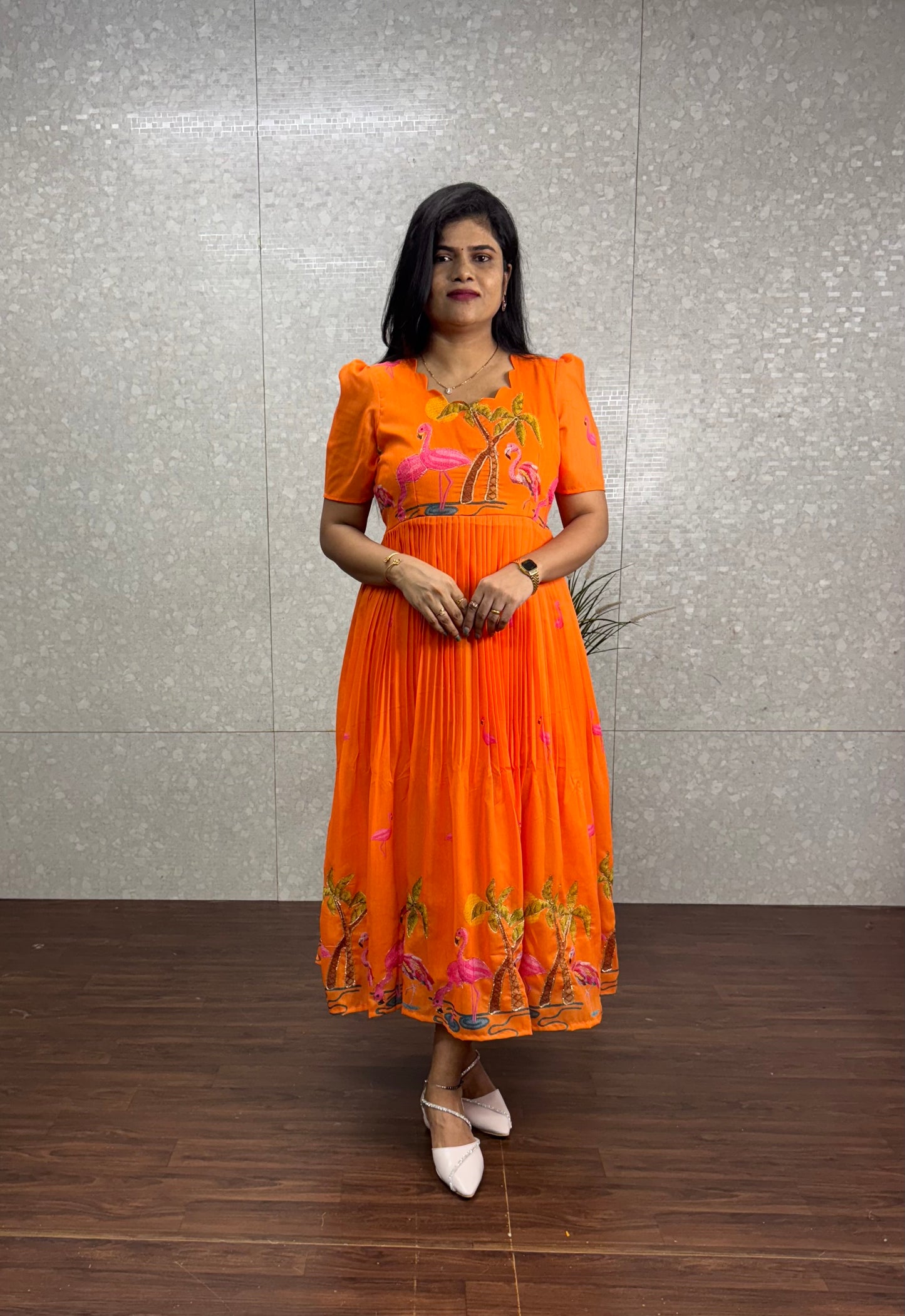 Mulchanderi frock-SRF1028B