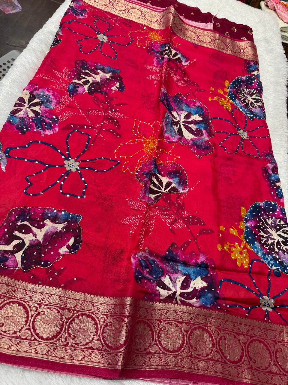 Crepe silk work saree-SRCS003