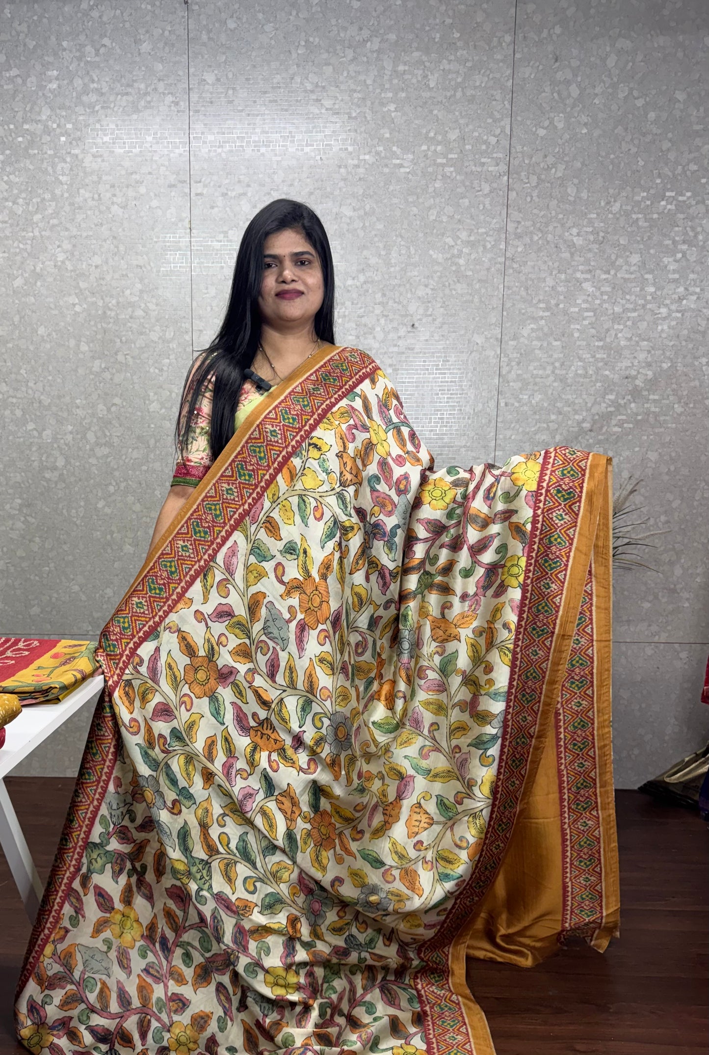 Tassar crepe silk Kalamkari-SR1180D