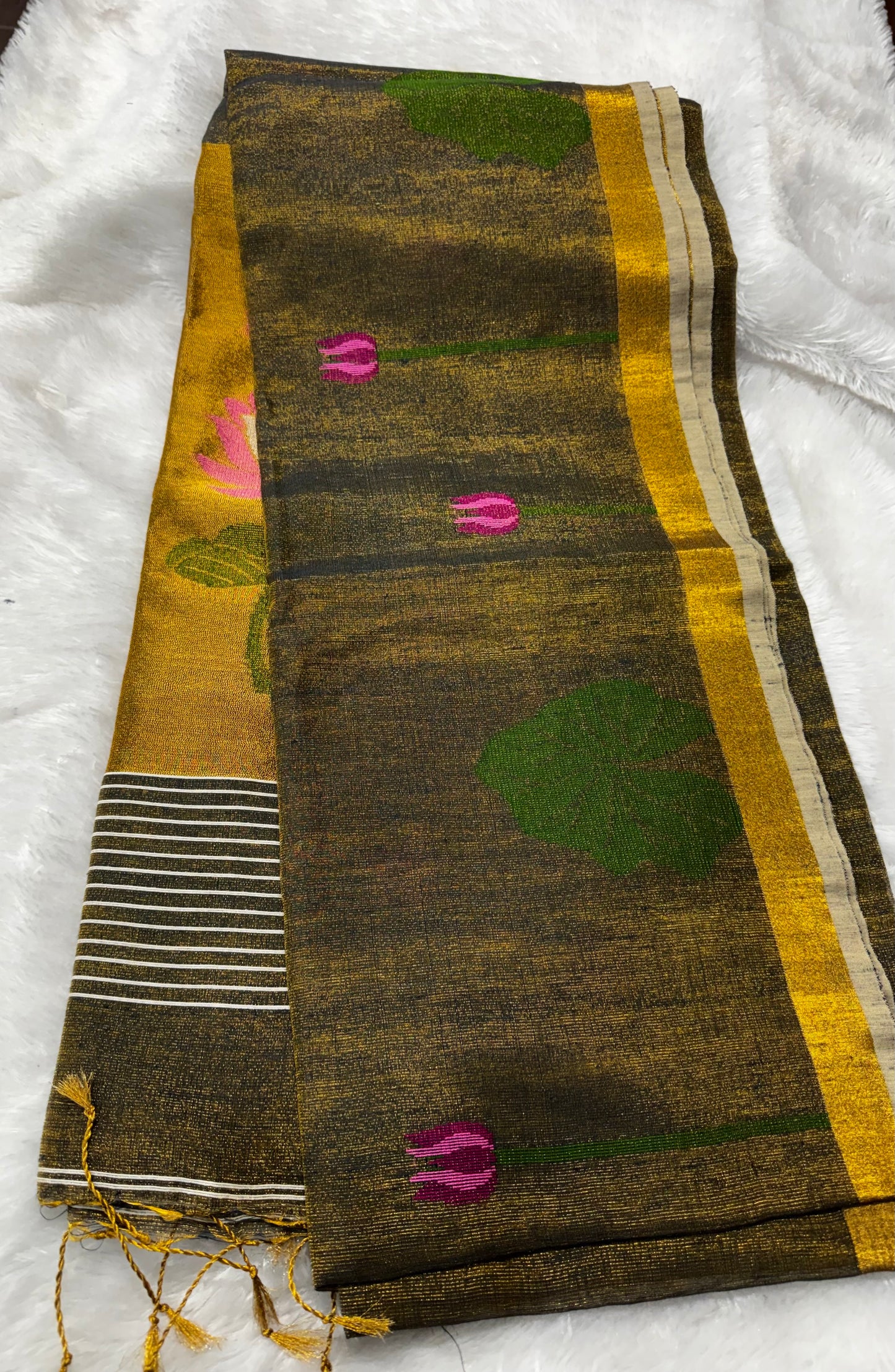 Linen tissue Jamdhani saree-SR1224G