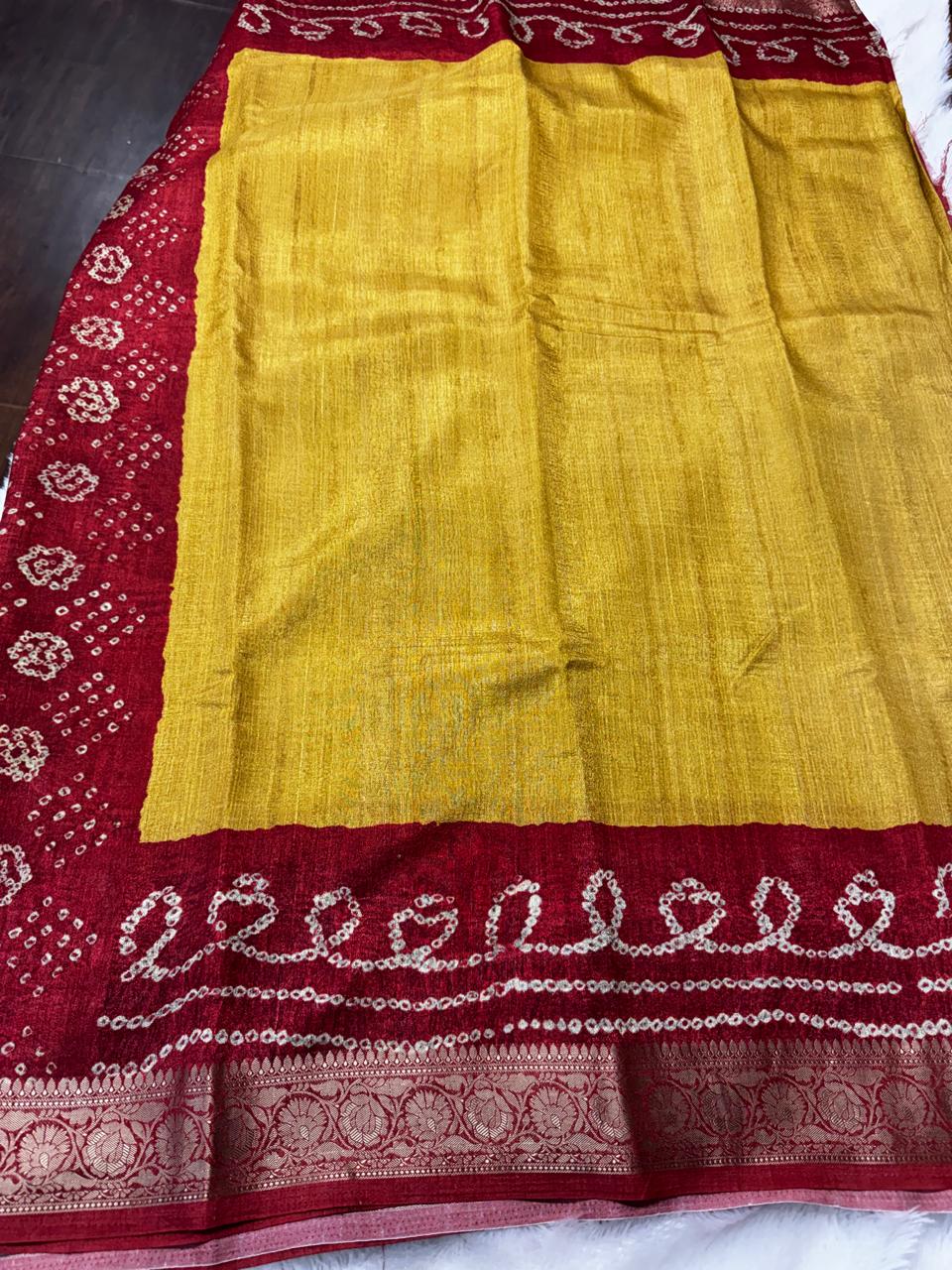 Viscose Tassar bandhini saree-SRCS006