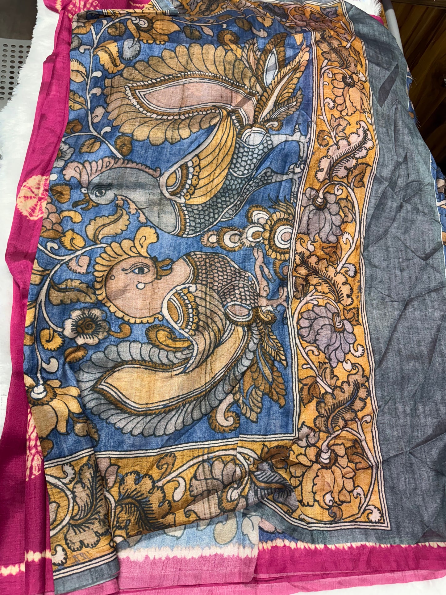 Tassar crepe silk fusion saree-SR1177F