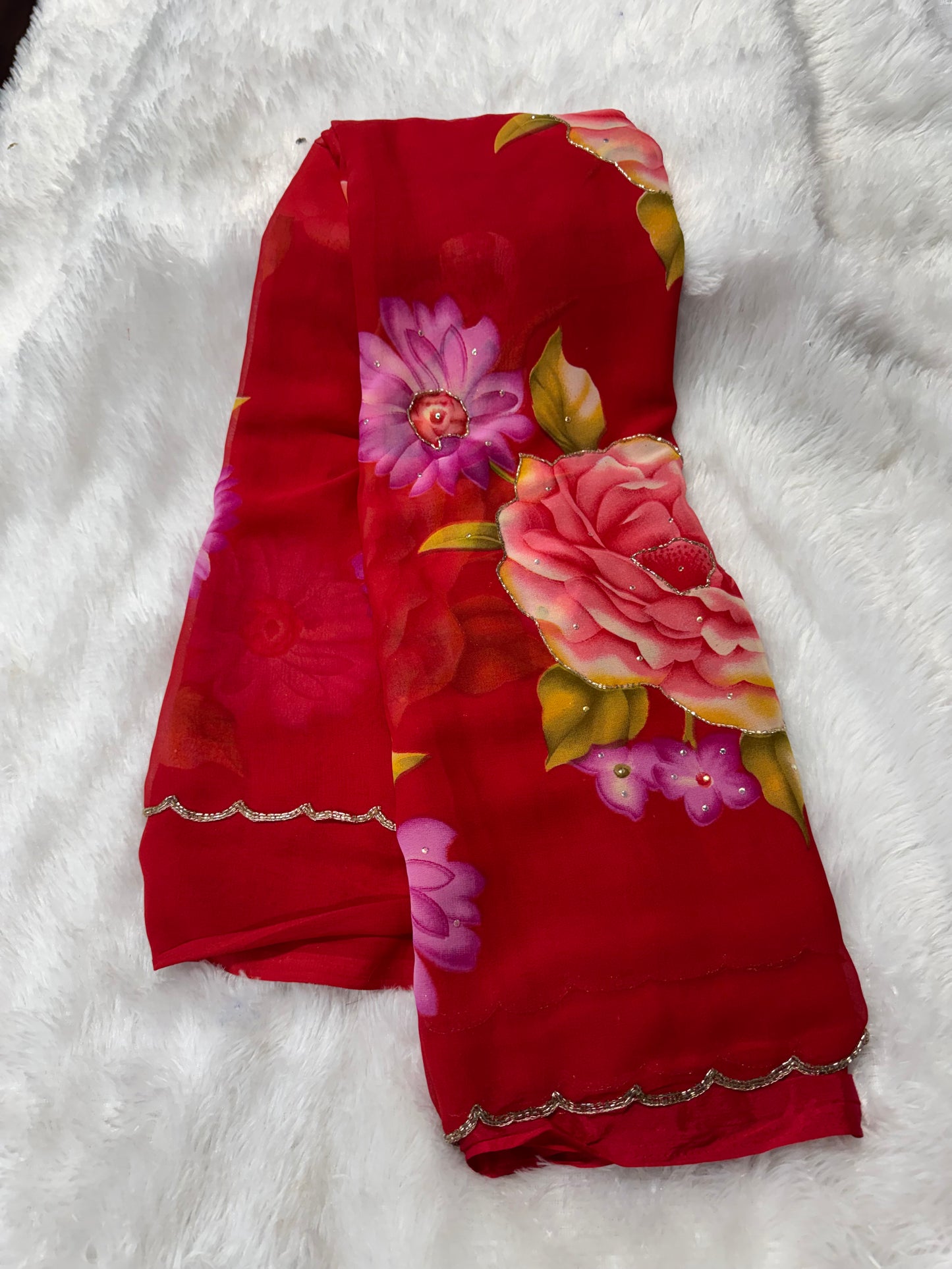 Georget floral cocktail saree -SR1219I