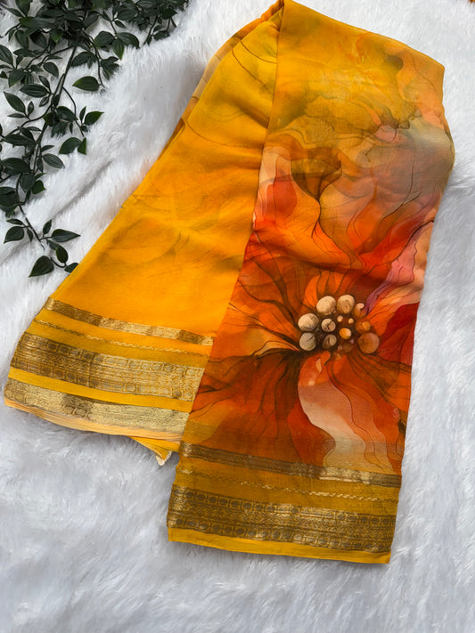 Pure Chinnon digital print saree-SR1150C