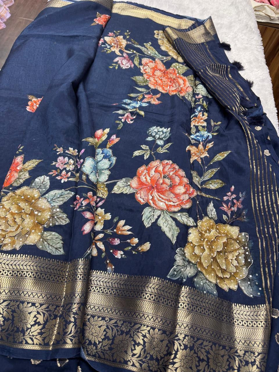 Crepe silk work saree-SRCS002