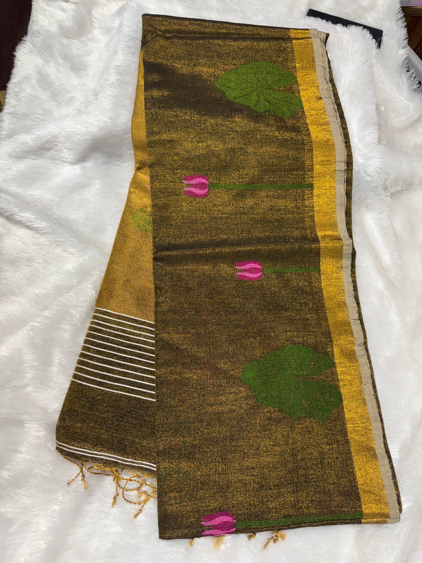 Linen tissue Jamdhani saree-SR1228J