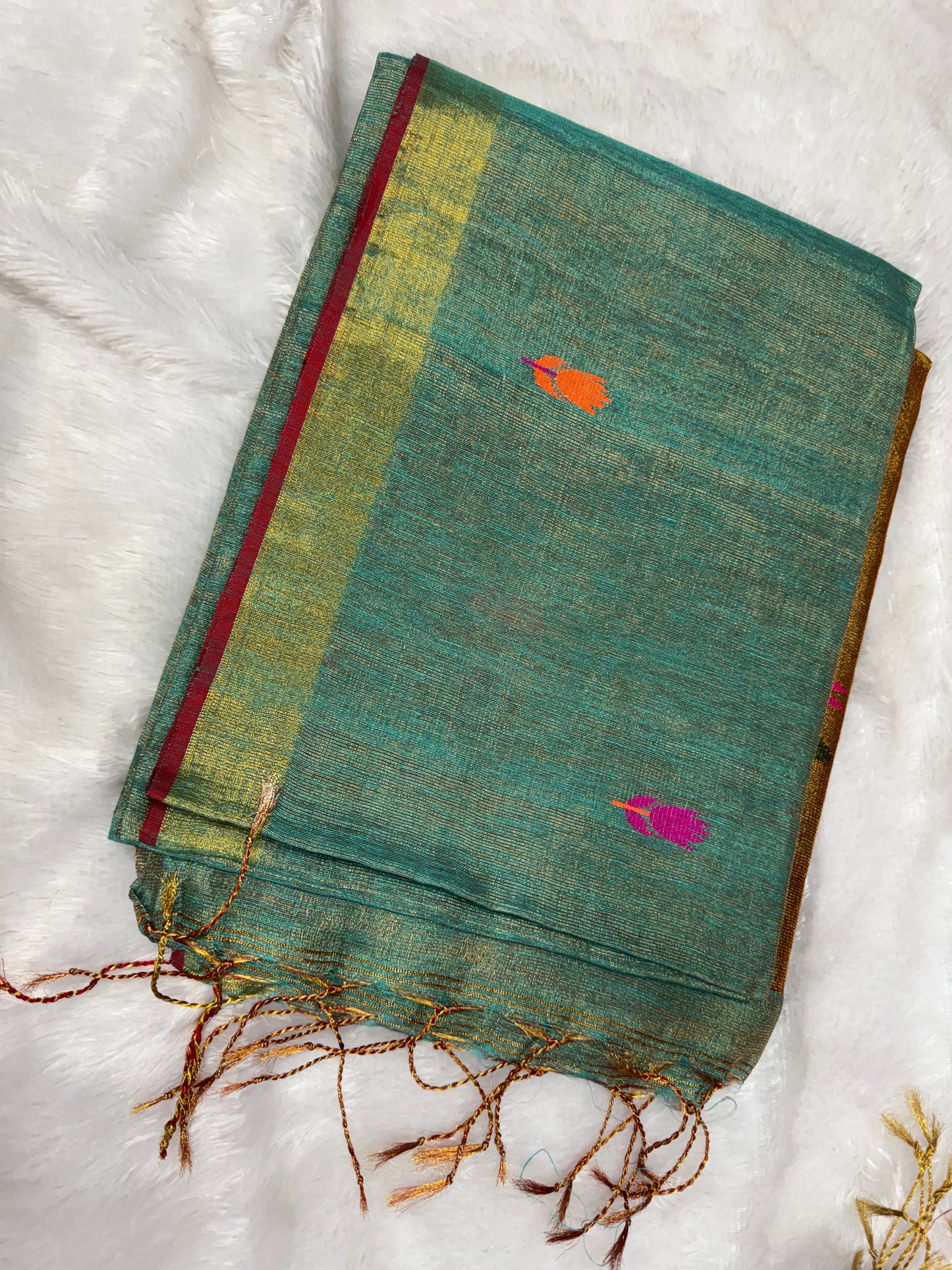 Linen tissue Jamdhani saree-SR1228C