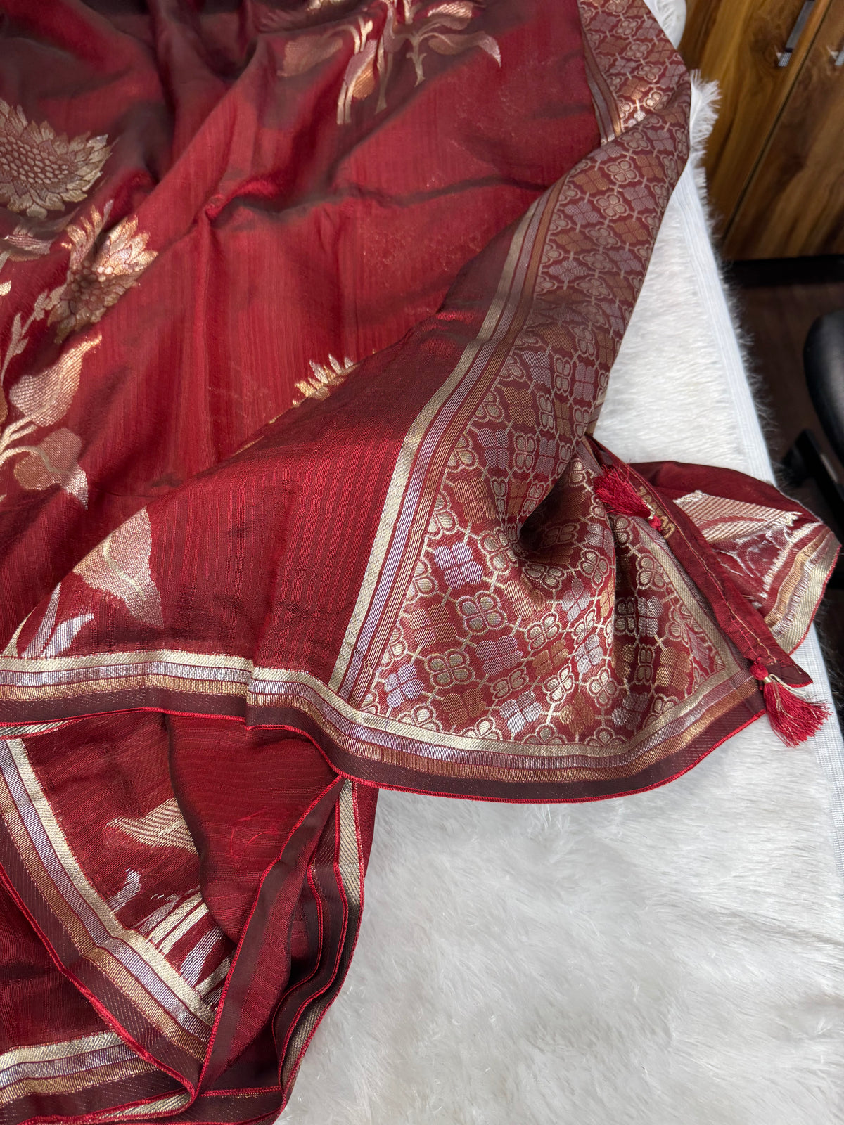Handloom Tassar Georget saree-SR1314