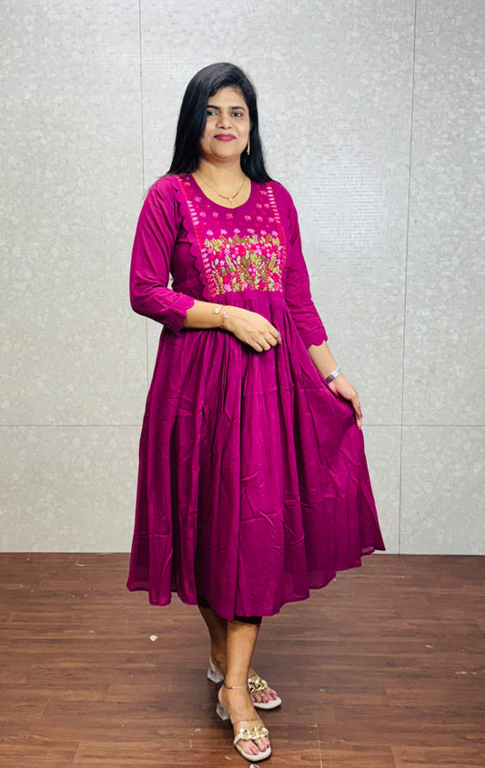 Pure Mulmul Cotton Frocks-SR2001C