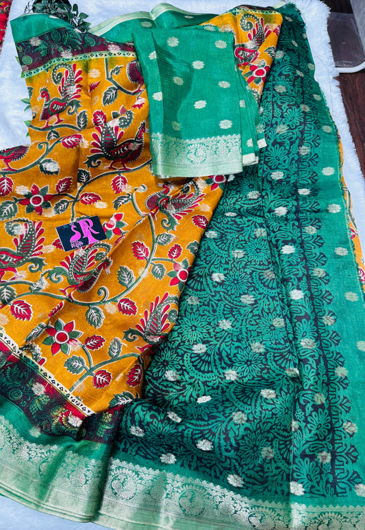 Jute Georget Kalamkari saree-SR1036E