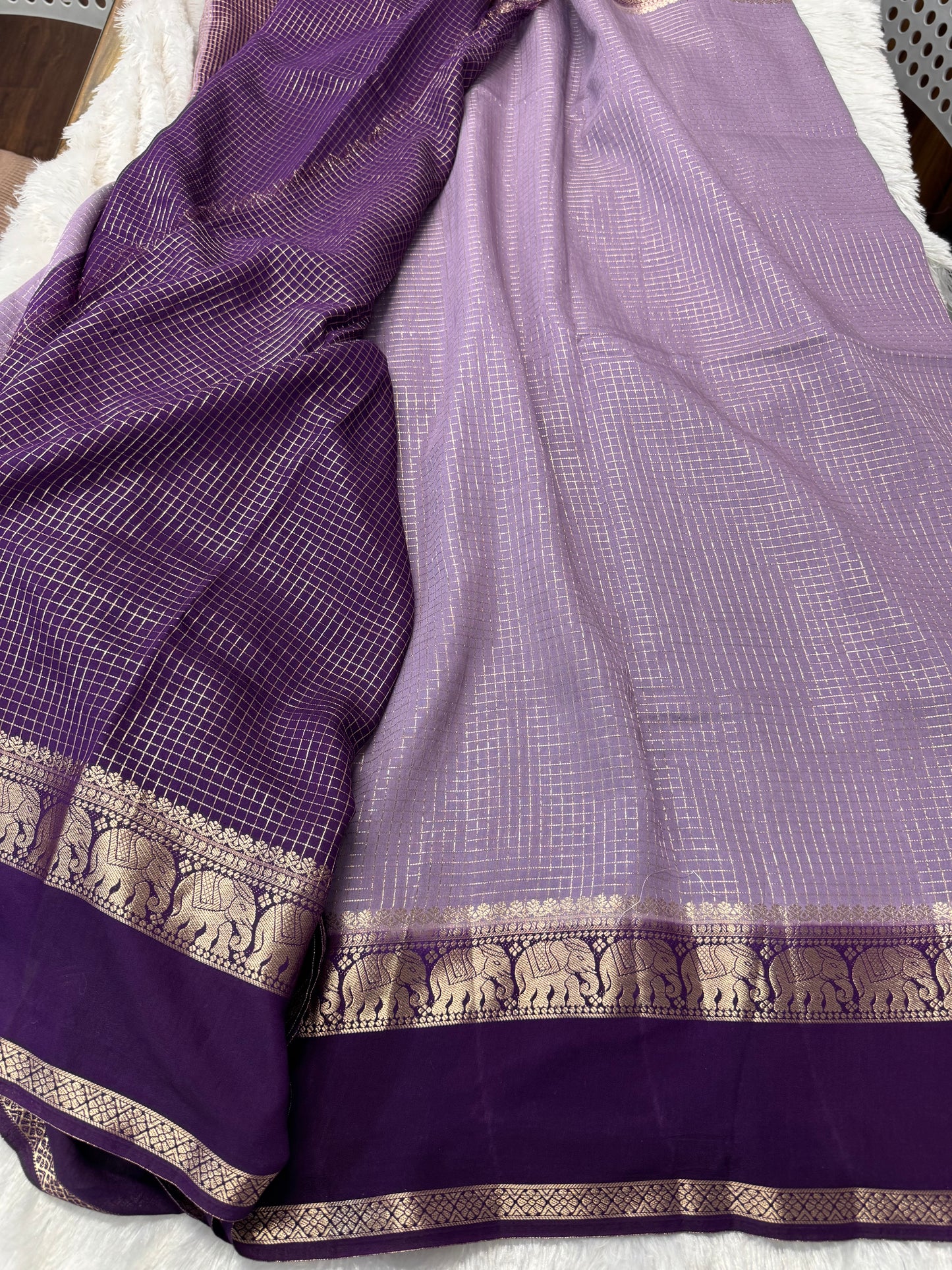 Vintage georget checks saree-SR1242A