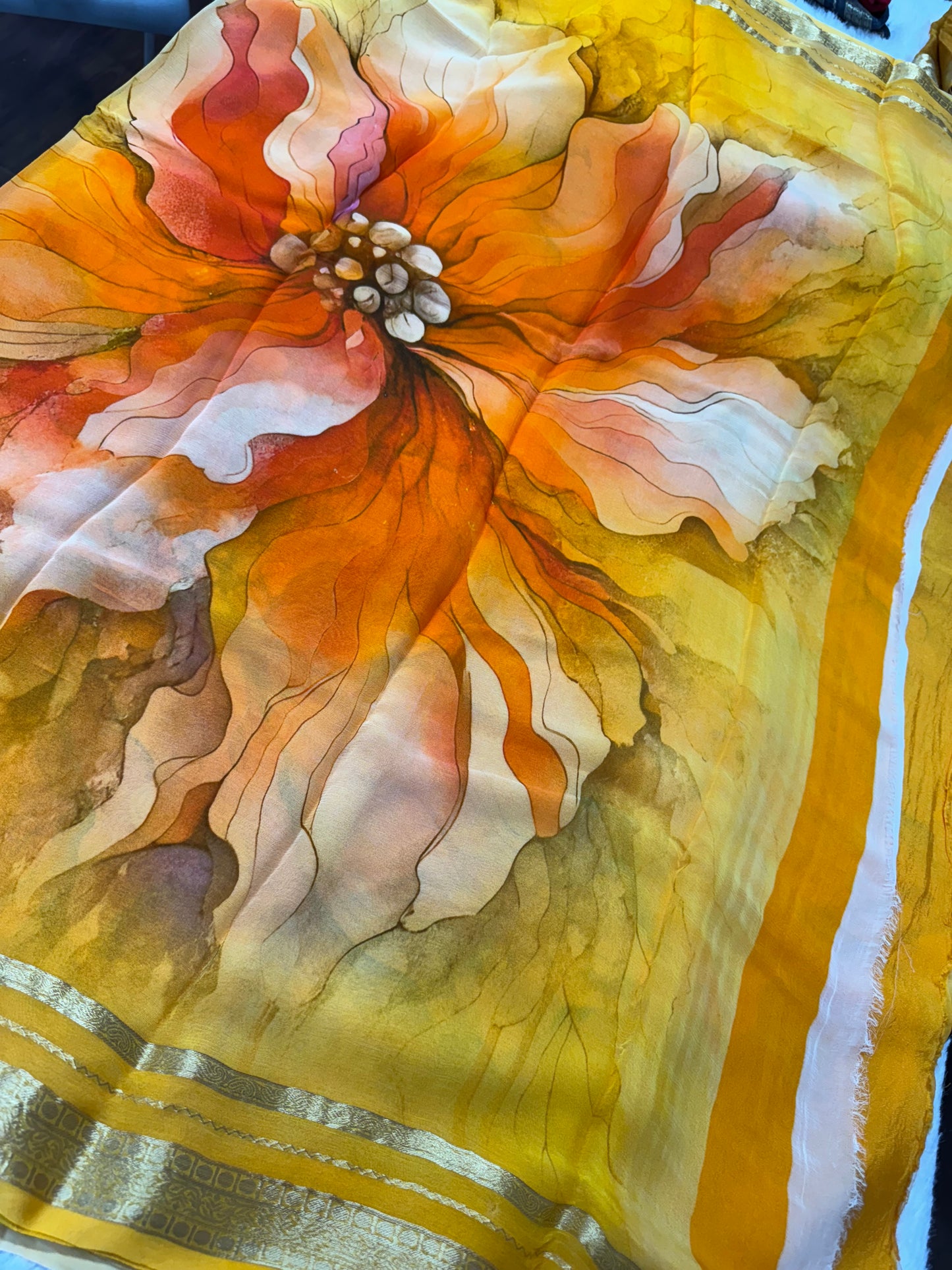 Pure Chinnon digital print saree-SR1150C