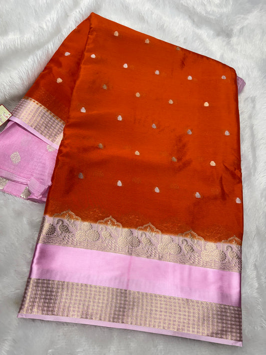 Pure chinnon silk vintage saree-SR1197