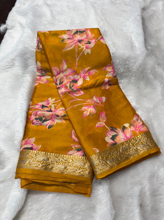 Soft chinnon Digital print saree-SR1255C