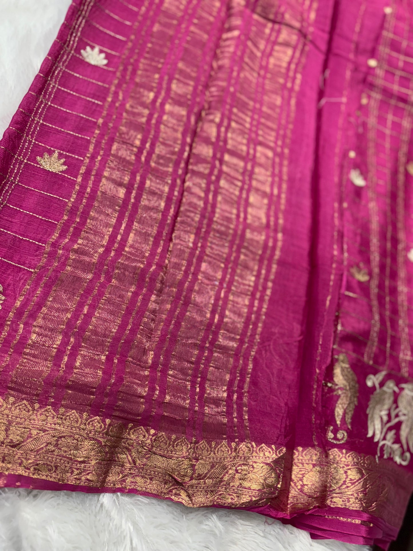 Pure Chinnon zari checks saree-SR1105I
