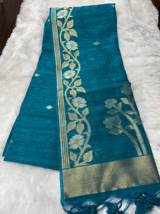 Linen silk Jamdhani saree-SR1223D