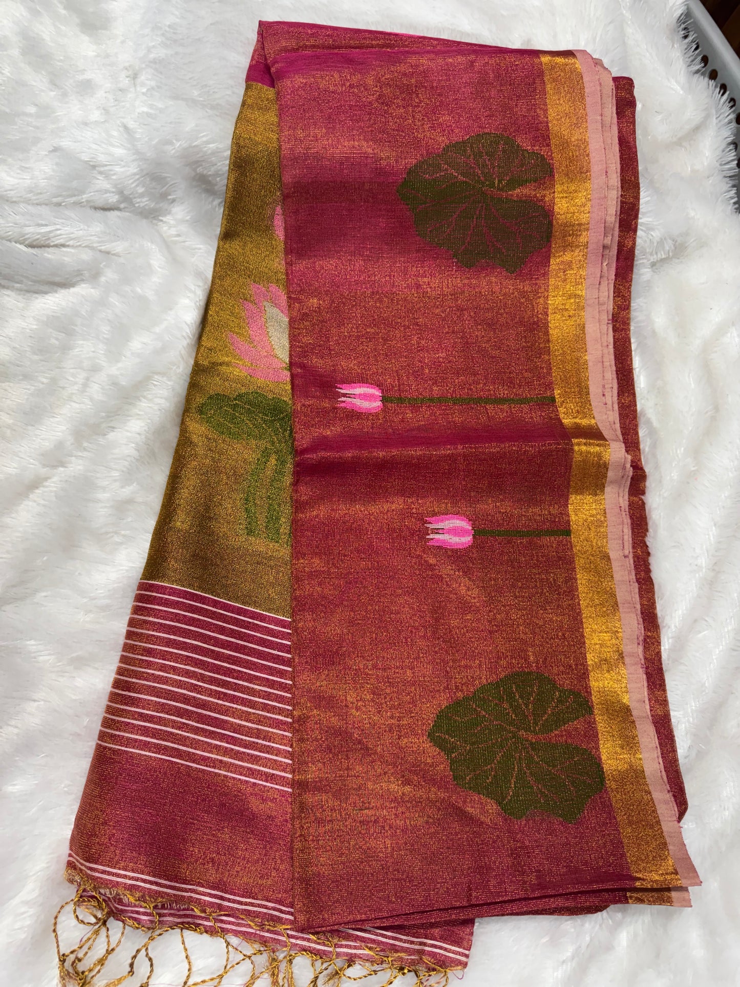 Linen tissue Jamdhani saree-SR1228K