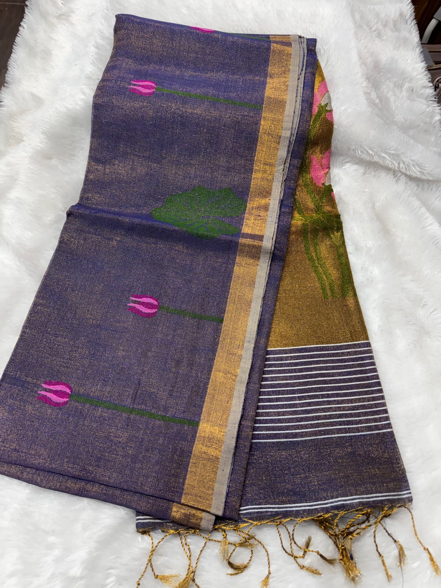 Linen tissue Jamdhani saree-SR1224D