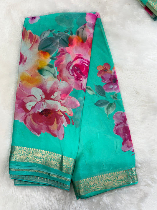 Soft chinnon digital print saree-SR1226D