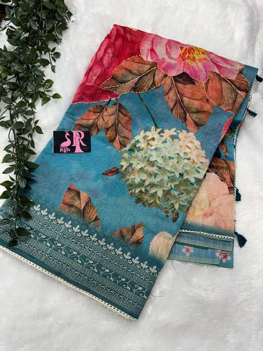 Chanderi Kantha work Saree-SR1058E
