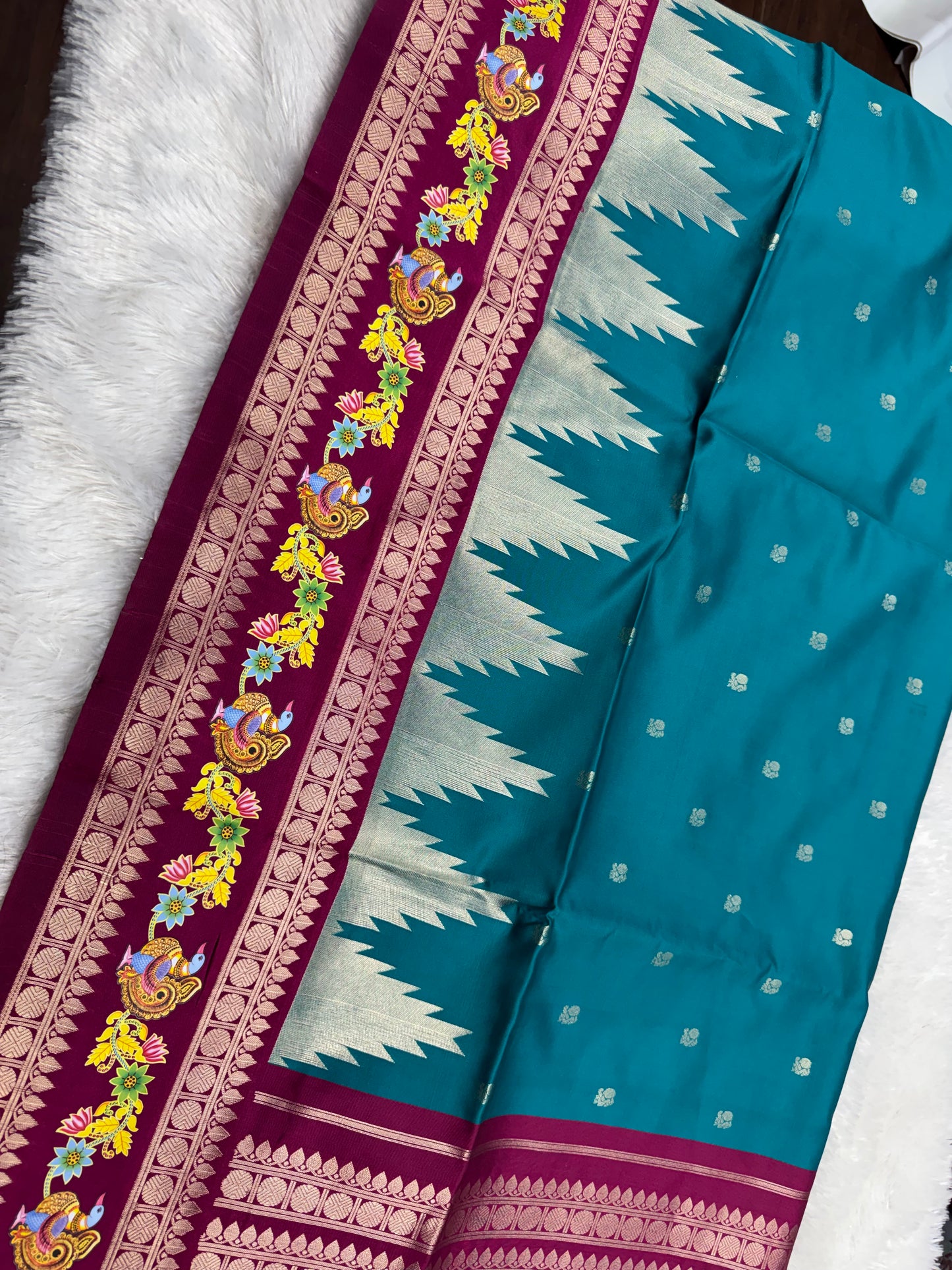 Fancy pattu saree Tanjore border -SR1202E