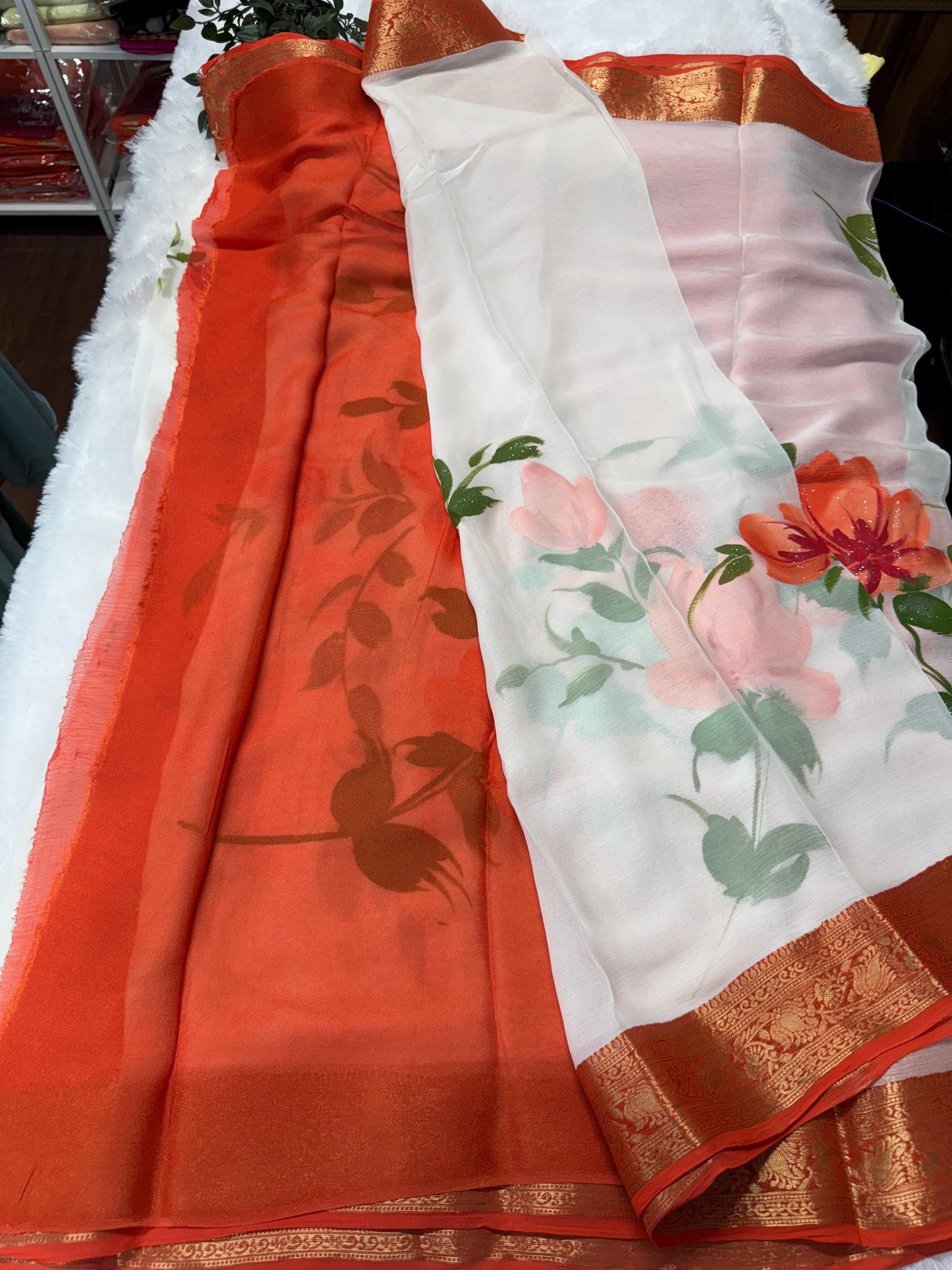 Pure chiffon handpaint saree-SR1015C