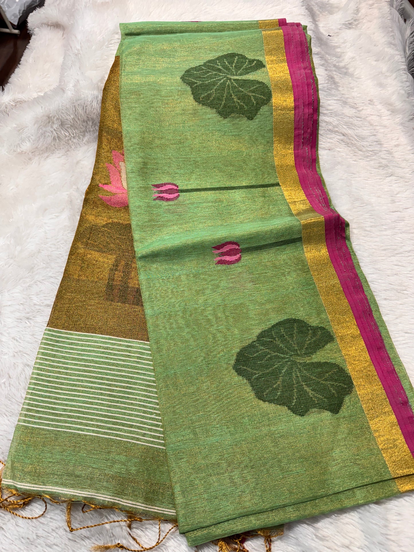 Linen tissue Jamdhani saree-SR1271C