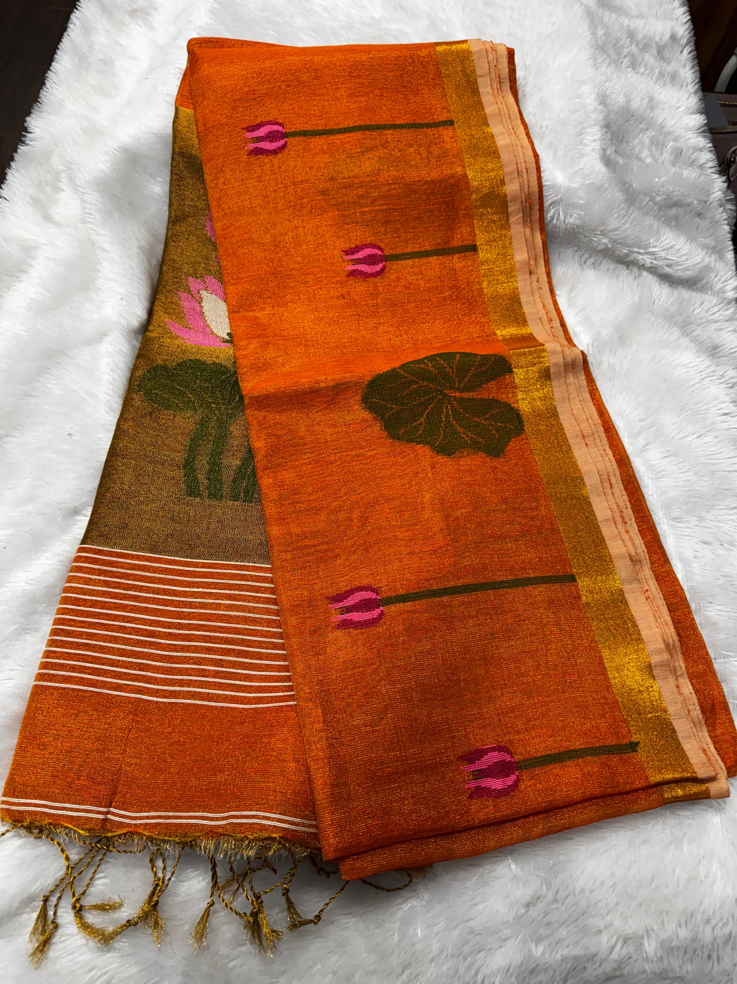 Linen tissue Jamdhani saree-SR1225H