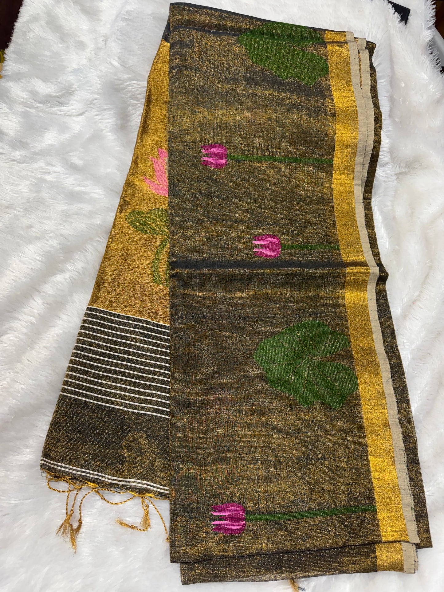 Linen tissue Jamdhani saree-SR1228H